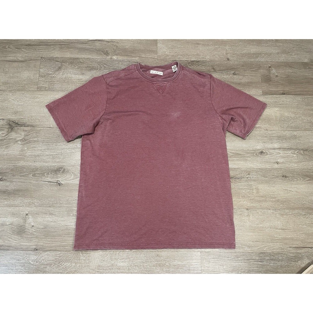 Age of Wisdom Men's Sz L Large Vintage Dye Crew Neck T-Shirt Red